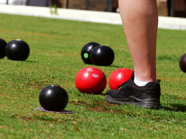 Game of lawn bowling sports activity medium shot selective focus