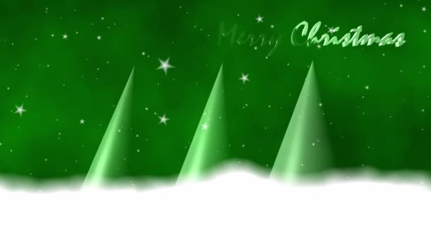 Рождественские Елки Зимнем Снегопаде Фоновая Анимация Зеленый Фон — стоковое видео