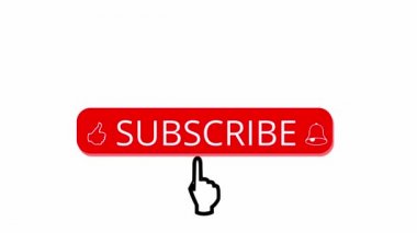 Sosyal medya kanalı animasyonu için aşk kalpleri beyaz arkaplanlı abone düğmesi