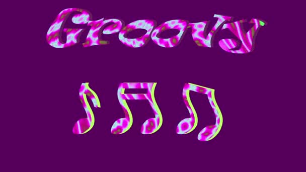 Groovy Sixties Hippy Style Psychedelic Music Notes Animation — Stock Video