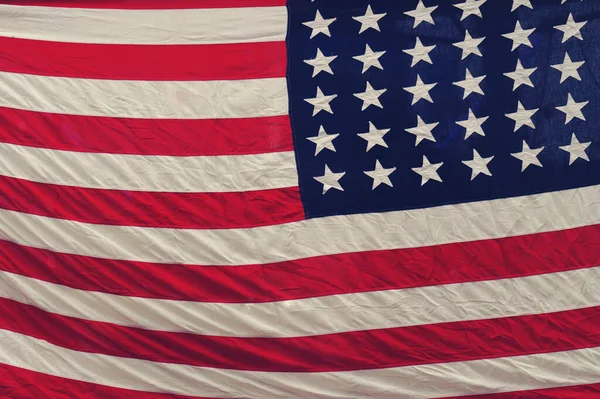 Σημαία Ηνωμένων Πολιτειών Της Αμερικής Φόντο Μέσο Πυροβόλησε Επιλεκτική Εστίαση — Φωτογραφία Αρχείου