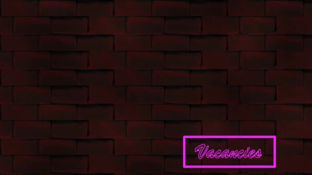 Światło Neonowe Motelu Migotanie Ścianie Cegły Animacji — Wideo stockowe