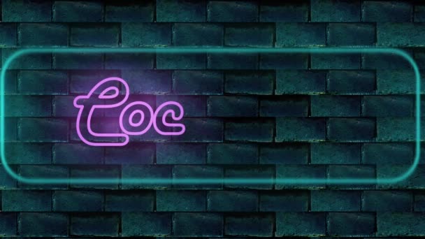 Cocktails Shop Neon Sign Lights Brick Wall Background Animation — Wideo stockowe