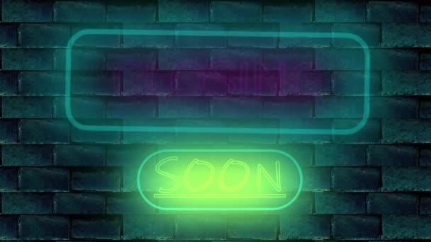 Business Closing Neon Sign Animation Brick Background — Stock video