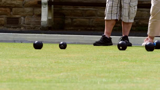 Game Lawn Bowling Sports Activity Medium Slow Motion Shot Selective — Stockvideo