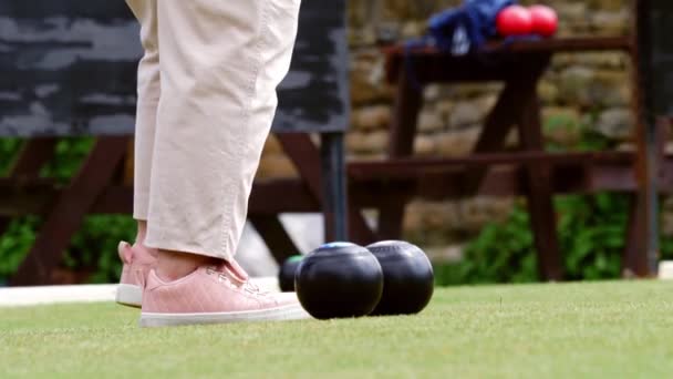 Game Lawn Bowling Sports Activity Medium Slow Motion Shot Selective — Stock Video