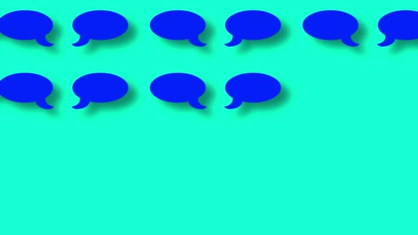 Speech Bubbles Appearing Blue Background Animation Concept — Vídeo de Stock