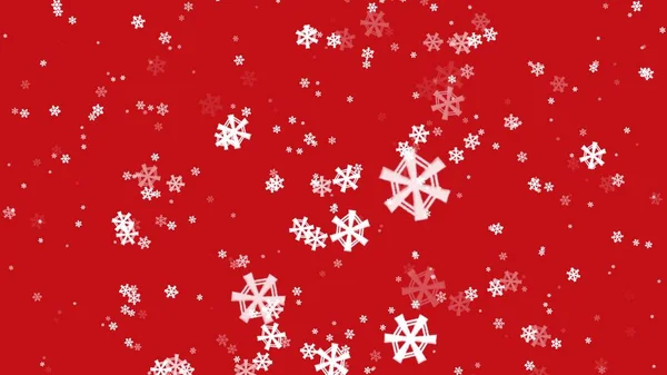 Christmas Winter Snowflakes Falling Red Background Illustration — 图库照片