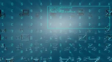 Siber uzay animasyonunda akan veri soyut konsept mavi arkaplan