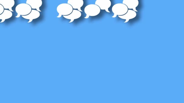Speech Bubbles Appearing Blue Background Animation Concept — Vídeos de Stock