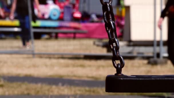 Fairground Chair Swing Ride Fun Fair Medium Shot Slow Motion — Stockvideo