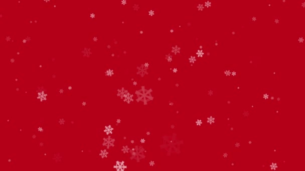 Christmas Winter Snowflakes Falling Red Background Animation — Vídeo de Stock