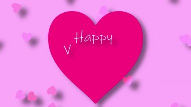 Happy Valentine Day greeting on pink wallpaper background animation 4k