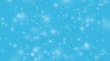 Beyaz kar parçacıkları mavi arkaplan animasyonuna karşı düşüyor 4k