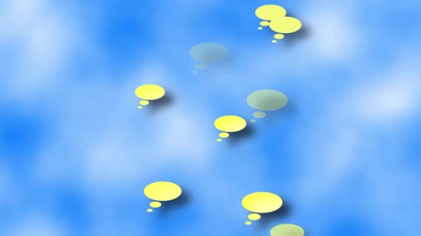 Thought Bubbles Appearing Sky Blue Background Animation Concept — Αρχείο Βίντεο