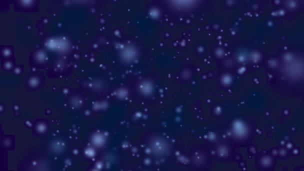 Белые Частицы Снега Падают Синий Фон Анимации Абстрактный — стоковое видео