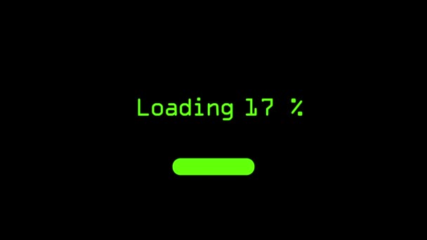 Data Downloading Bar Failure Glitch Green Animation Black Background — Stok video