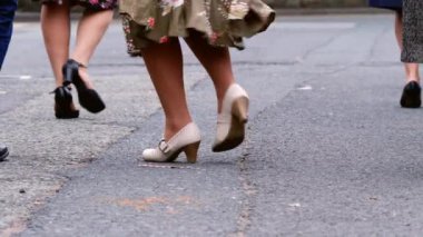 Street dancers group at celebration medium zoom shot selective focus