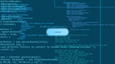 Data download with security software screen on a network firewall animation 