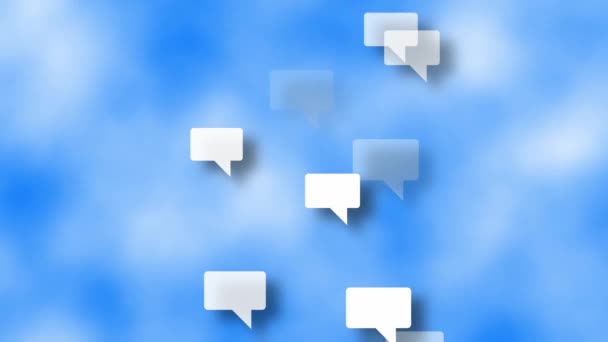 Speech Bubbles Appearing Sky Blue Background Animation Concept — Vídeo de Stock