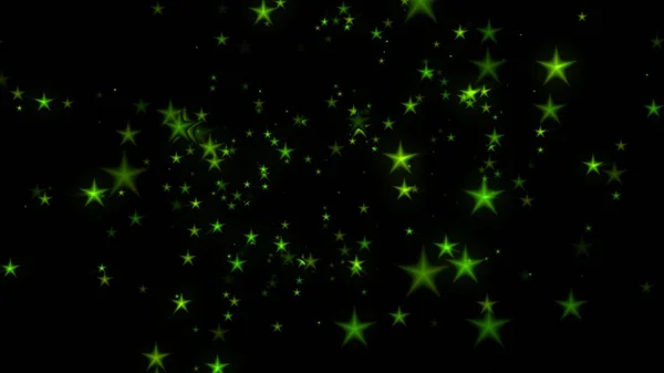 Green Stars Float Black Background Illustration Abstract — Stock Photo, Image