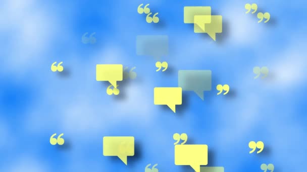 Speech Bubbles Appearing Sky Blue Background Animation Concept — 图库视频影像