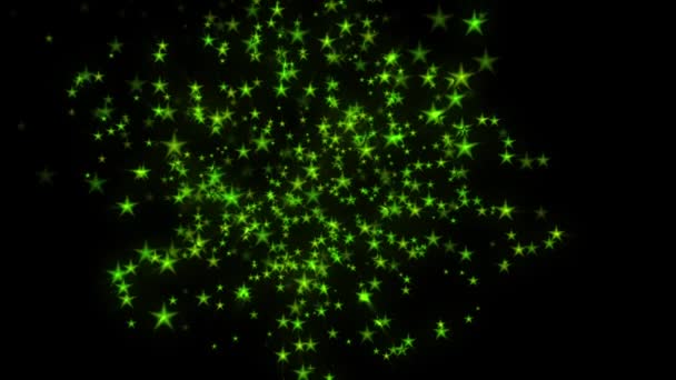 Green Stars Float Black Background Animation Abstract — Stok video
