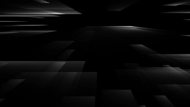 White Geometric Grid Shapes Black Background Abstract Animation — Stockvideo