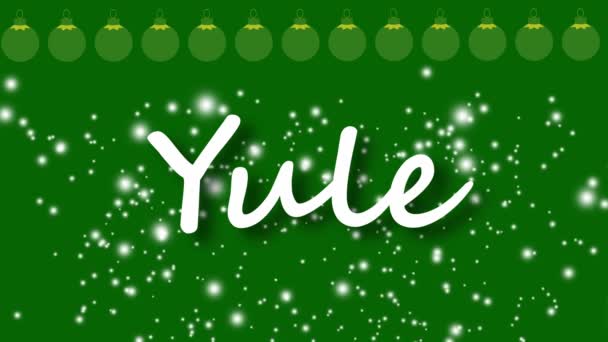 Yule Christmas Greeting Green Snowfall Background Illustration — Video