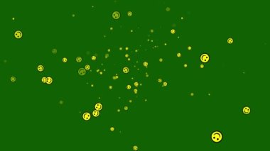 Smile emojis floating on green background animation