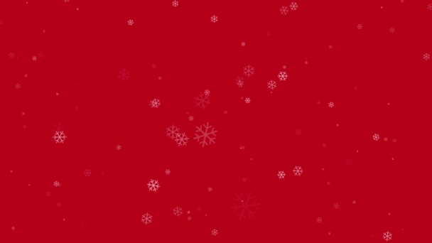 Christmas Winter Snowflakes Falling Red Background Animation — стоковое видео
