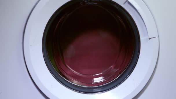 Clothes Turning Washing Machine Medium Shot Selective Focus — ストック動画