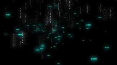 Network data floating in cyberspace black background animation abstract concept 