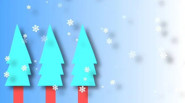 Christmas Trees Blue Snowfall Decoration Background Illustration — Fotografia de Stock