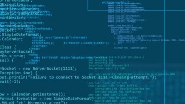 Security software screen on a network firewall animation on blue background