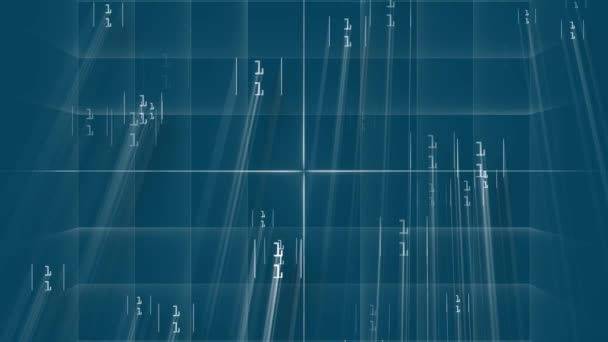 Network Data Binary Blue Grid Background Animation Abstract Concept Background — Stok video