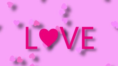 Love heart greeting on pastel pink background animation 4k