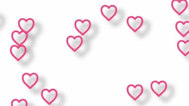 Pink love hearts on white wallpaper background animation 4k