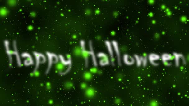 Ghostly Happy Halloween Greeting Green Lights Animation — Stockvideo