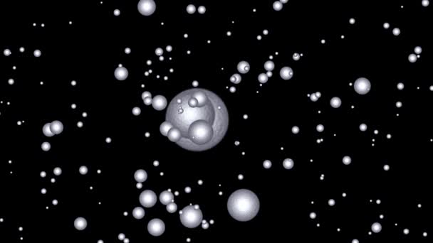 Silver Metallic Spheres Black Background Animation — Stok video