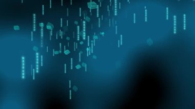 Network data travels at speed in cyberspace on blue background animation abstract concept 