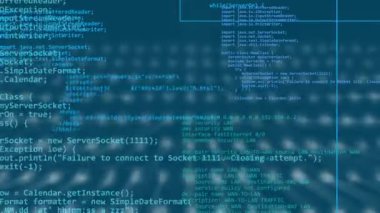 Security software screen on a network firewall animation on blue background