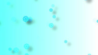 White snowflake particles falling against blue background animation 4k