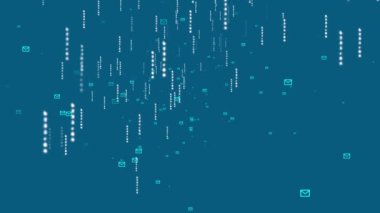 Network email data travels in cyberspace on blue background animation abstract concept 