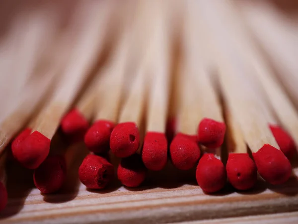 Wooden matches for lighting in a row close up macro shot selective focus