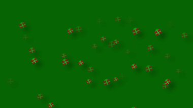 Christmas gifts with snowflakes falling on green background animation 4k