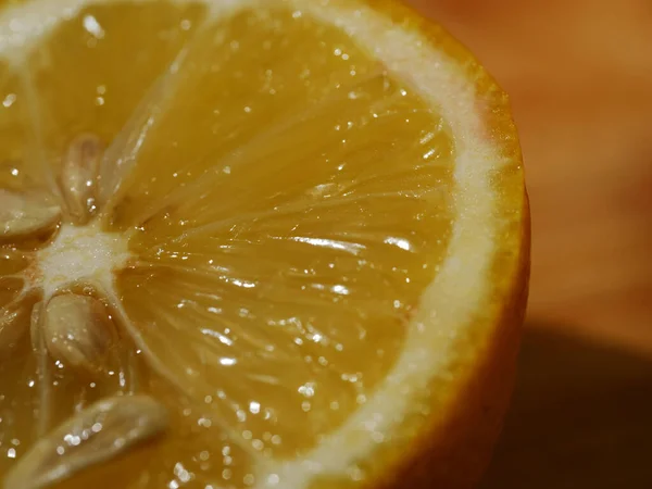 Sliced fresh lemon isolated close up macro selective focus