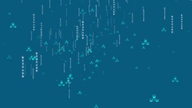 Siber uzay animasyon kavramı mavi arka planda veri ağı hızla akıyor