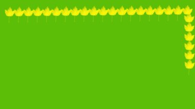 Autumn leaves border on green background animation 