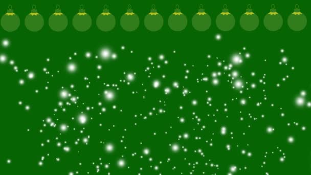 Різдвяний Зелений Снігопад Фон Анімацією Фону — стокове відео